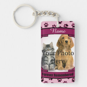 Forever Remembered - Pink Paw Prints Pet Loss Key Ring