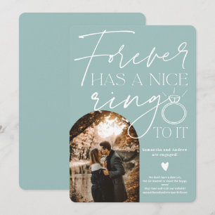 Forever ring photo arch teal white engagement announcement