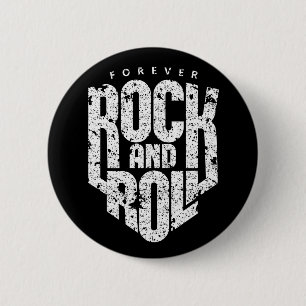 Forever Rock and Roll Logo (White) for Rock Fans 6 Cm Round Badge