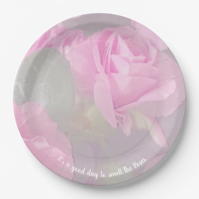 Forever Rose Pink Abstract Paper Plate (Front)