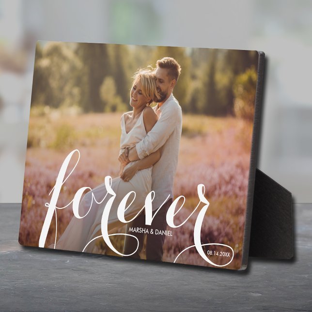 FOREVER Script Easel Back Photo Frameless Plaque (Creator Uploaded)