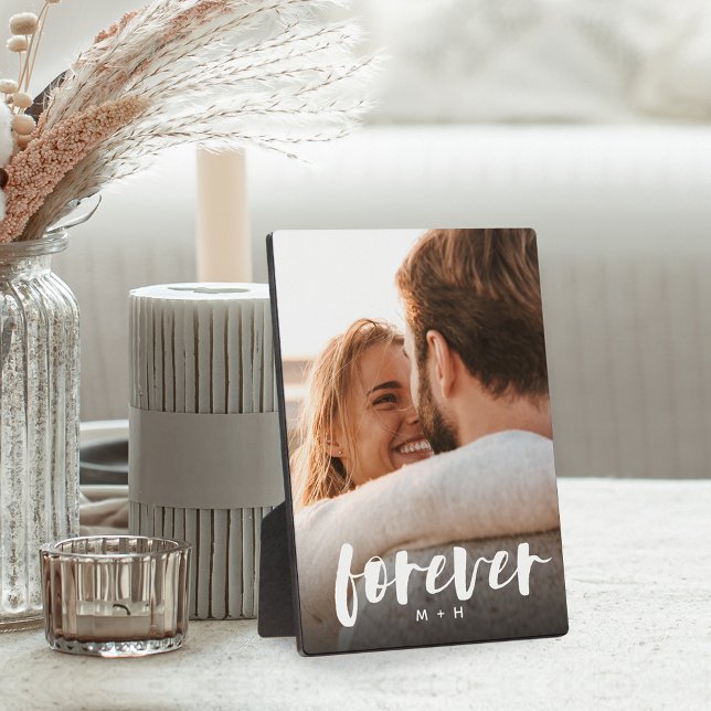 Forever Script Overlay Personalised Couples Photo Plaque (Creator Uploaded)