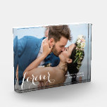 FOREVER Script Wedding Photo Block<br><div class="desc">This charming photo block features the words FOREVER in a beautiful white script and any other information you want to include. Create a keepsake to give as gifts or for yourself.</div>
