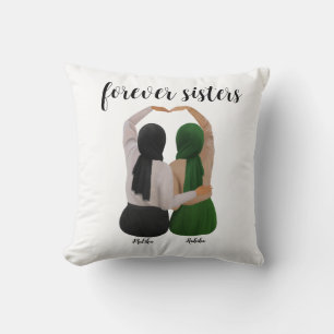 Forever Sisters Personalised Hijabi Gift Cushion