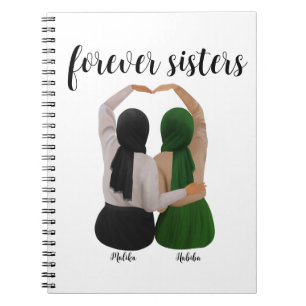 Forever Sisters Personalised Hijabi Gift Notebook