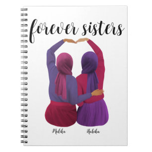Forever Sisters Personalised Hijabi Gift Notebook