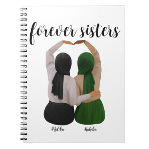 Forever Sisters Personalized Hijabi Gift Notebook