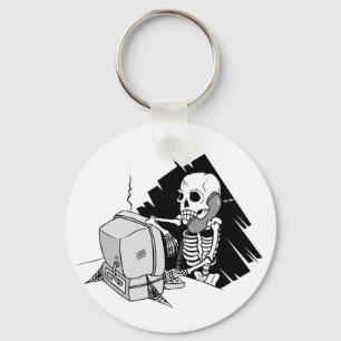 forever skeleton on hold tech support key ring