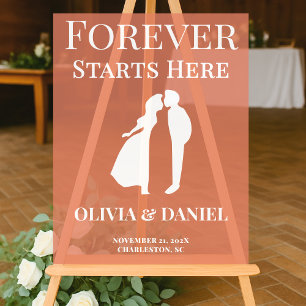  Forever Starts Here   Bold Fall Wedding Welcome  Acrylic Sign