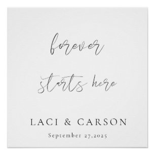 forever starts here - modern wedding backdrops poster