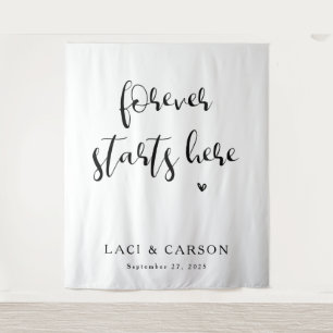 Forever Starts Here - Personalised Wedding Banner Tapestry