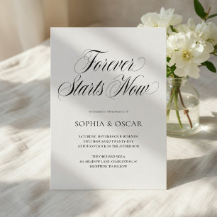Forever Starts Now Wedding Elegant Script Invitation