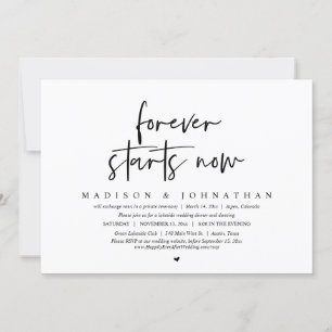 Forever starts now, Wedding Elopement Party Invitation