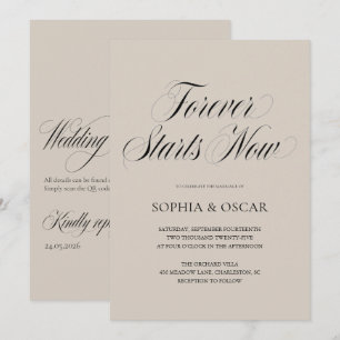 Forever Starts Now Wedding Invitation Set Beige