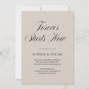 Forever Starts Now Wedding Luxury Beige Invitation