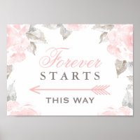 Forever Starts This Way Pink Watercolor Rose