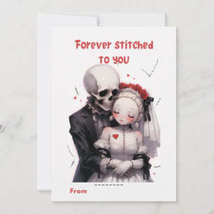 Forever Stitched to You Skeleton Couple Valentine Holiday Card