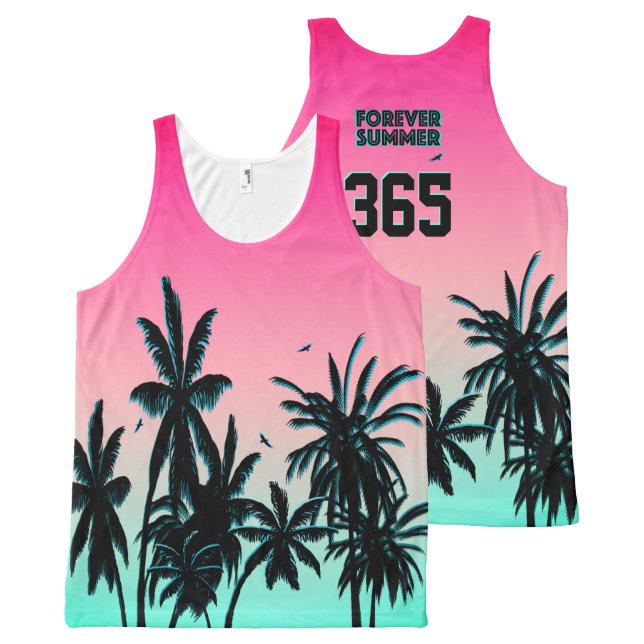Forever Summer 365 Pink Flamingo Ice Sherbet All-Over Print Tank Top (Front and Back)
