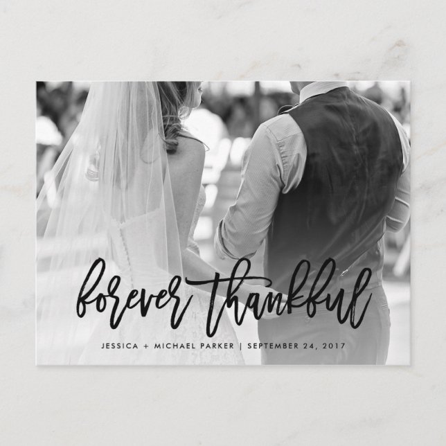 Forever Thankful | Black Typography and Photo Postcard (Front)