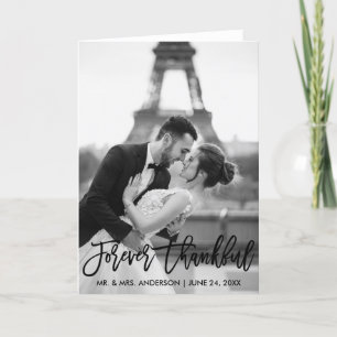 Forever Thankful Brush Script Wedding Modern Fold Thank You Card