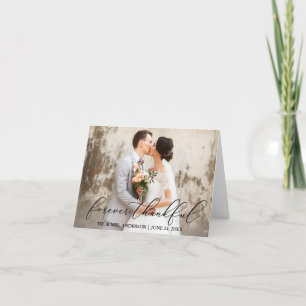 Forever Thankful Elegant Calligraphy Wedding Note Thank You Card