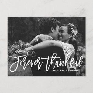 Forever Thankful Hand Lettered Wedding Thank You Postcard