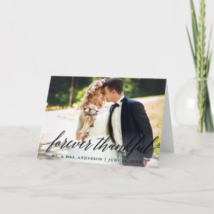 Forever Thankful Modern Calligraphy Wedding Fold Thank You Card