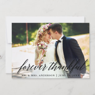 Forever Thankful Modern Calligraphy Wedding Thank You Card