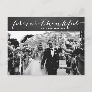 Forever Thankful   Rustic Chalkboard Thank You Postcard