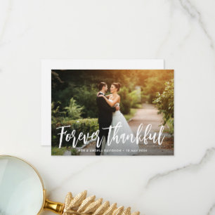 Forever thankful rustic script wedding thank you  card