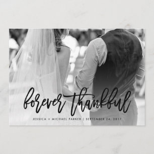 Forever Thankful Typography and Wedding Photo Thank You Card
