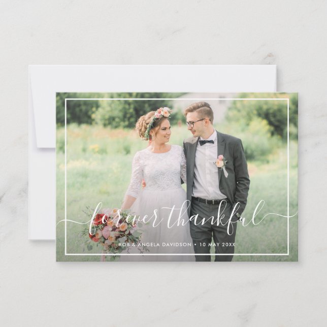 forever thankful wedding photo thank you card (Front)