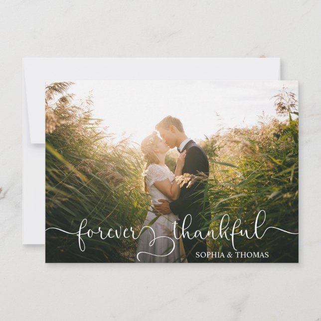 Forever Thankful Wedding Thank You Heart PHOTO Card (Front)