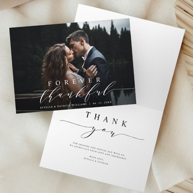Forever Thankful Wedding Thank You Photo Card (Front & Inside)