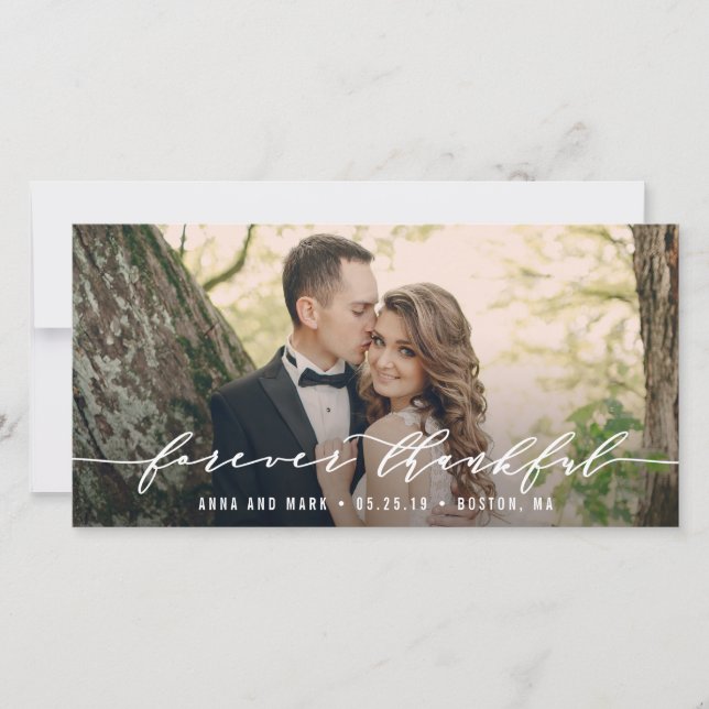 Forever Thankful Wedding Thank You Photo Cards (Front)