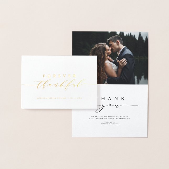 Forever Thankful Wedding Thank You Photo  Foil Card (Display)