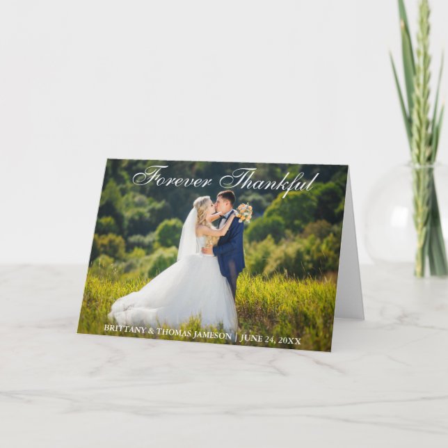 Forever Thankful Wedding Thank You Photo Fold Card (Front)
