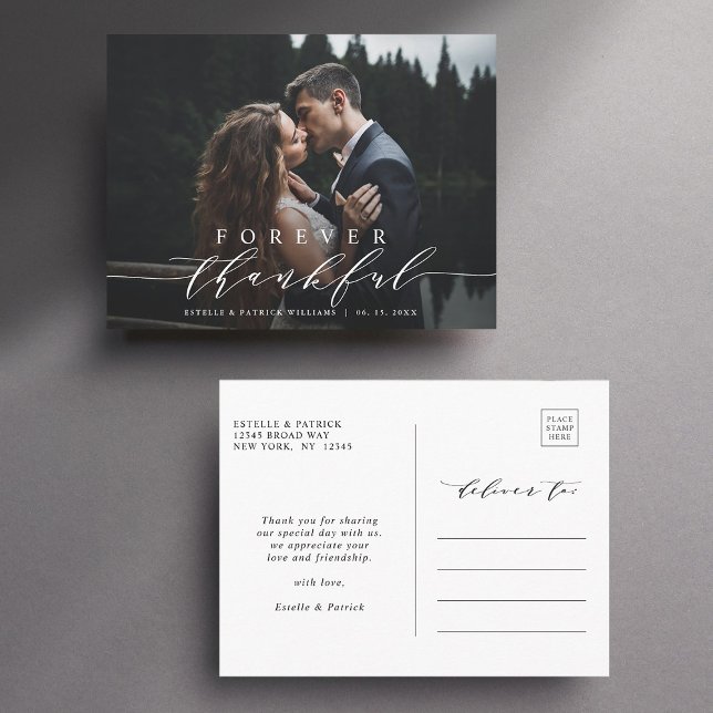 Forever Thankful Wedding Thank You Photo Postcard (Front & Back)
