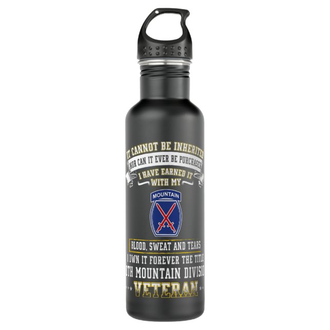 Forever The Title 10th Mountain Division Veteran D 710 Ml Water Bottle (Front)