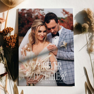 Forever Together Vintage Elegance Wedding Photo Announcement