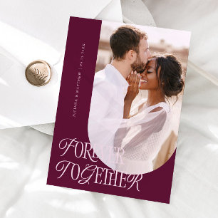 Forever Together Vintage Elegant Cranberry Wedding Announcement
