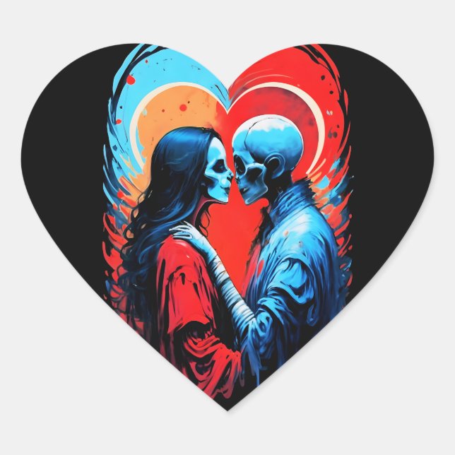 FOREVER TOGTHER, GHOST, COUPLE, LOVE HEART STICKER (Front)