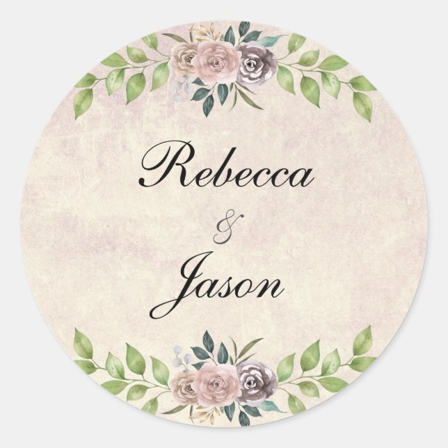 Forever - Two Hearts - One Love Wedding Invitation Classic Round Sticker (Front)