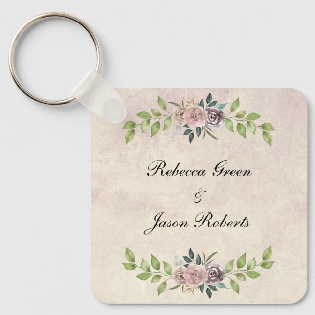 Forever - Two Hearts - One Love Wedding Invitation Key Ring (Front)