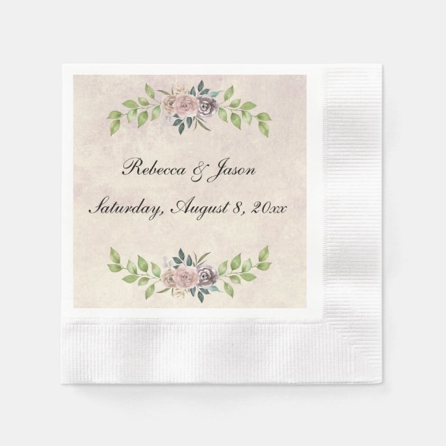 Forever - Two Hearts - One Love Wedding Invitation Napkin (Front)