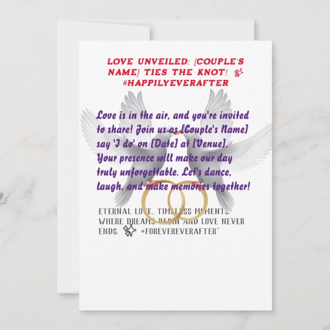 Forever Unveiled: [Couple's Name]'s Wedding Bliss Invitation (Back)