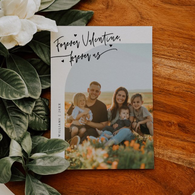 Forever Us Script Heart White Valentines Day Photo Holiday Card (Creator Uploaded)