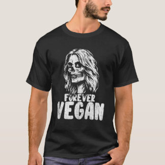 Forever Vegan Cool Sugar Skull Vegetarian Novelty T-Shirt