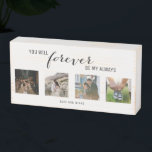 Forever Wedding Couple Newlywed Photo Collage Wooden Box Sign<br><div class="desc">A beautiful wedding keepsake wood box sign featuring four of your favourite photos and quote that reads: You will forever be my always. Customise with your photos and names.If you need help making your photos fit correctly - contact me through the button below. I'd love to help.</div>