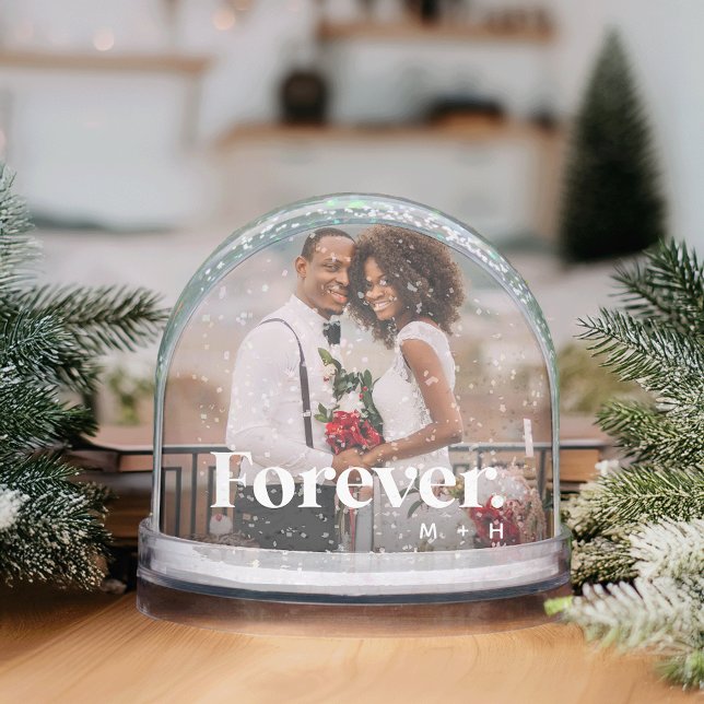Forever | Wedding Photo & Initials Snowglobe (Creator Uploaded)